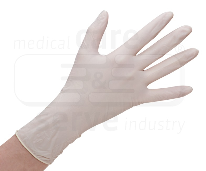 WIROS-Hand-Schutz, Einweg-Latex Handschuhe, Grip Plus, puderfrei, Spenderbox, naturweiß, Pkg á 100 Stück, VE = 10 Pkg.