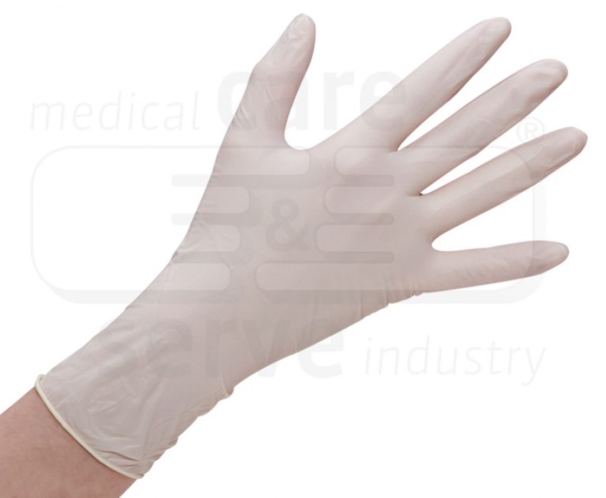 WIROS-Hand-Schutz, Einweg-Latex Handschuhe, Grip Plus, puderfrei, Spenderbox, naturwei, Pkg  100 Stck, VE = 1 Pkg.