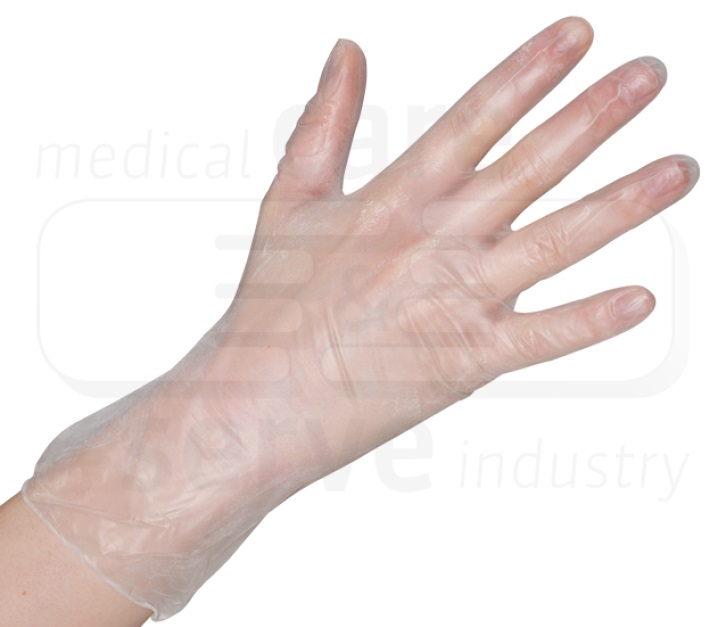 WIROS-Hand-Schutz, Einweg-Vinyl Handschuhe, gepudert, Premium plus, Spenderbox, Pkg á 100 Stück, VE = 10 Pkg.
