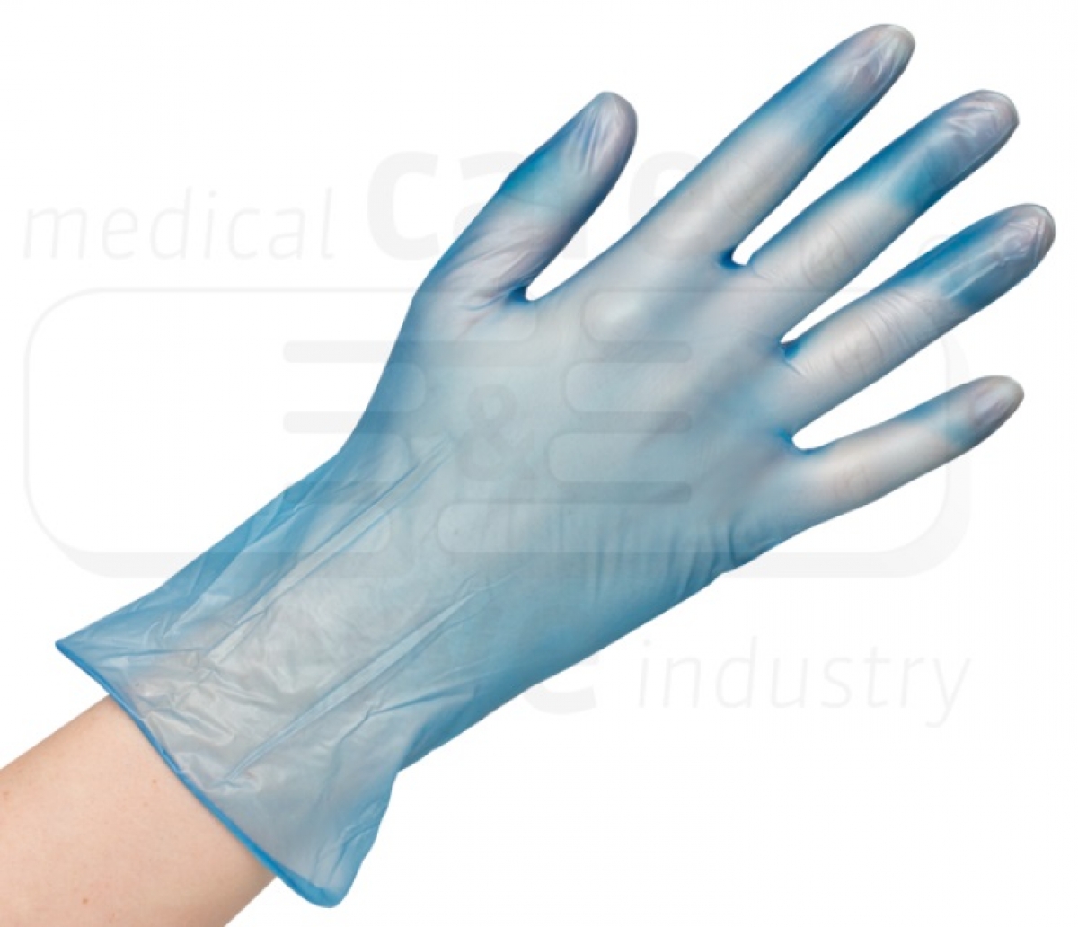 WIROS-Hand-Schutz, Einweg-Vinyl Handschuhe, puderfrei, efficient, Spenderbox, Pkg  100 Stck, VE = 10 Pkg, blau