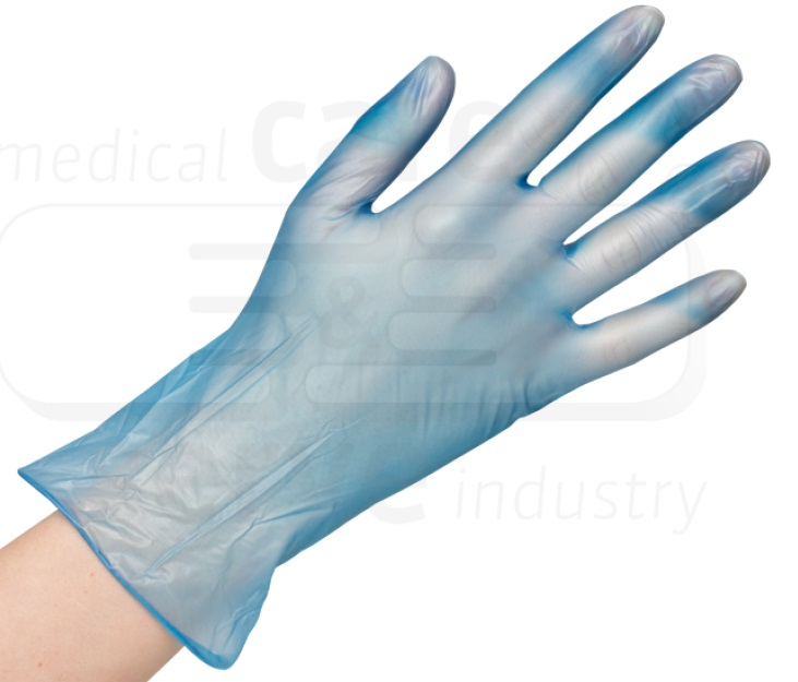 WIROS-Hand-Schutz, Einweg-Vinyl Handschuhe, puderfrei, efficient, Spenderbox, Pkg  100 Stck, VE = 10 Pkg, blau