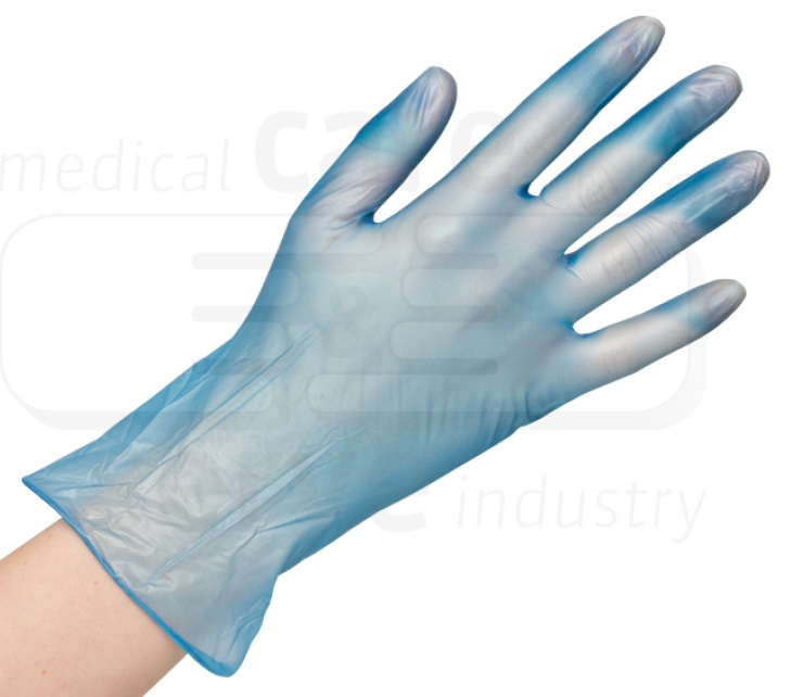 WIROS-Hand-Schutz, Einweg-Vinyl Handschuhe, puderfrei, efficient, Spenderbox, Pkg á 100 Stück, VE = 10 Pkg, blau