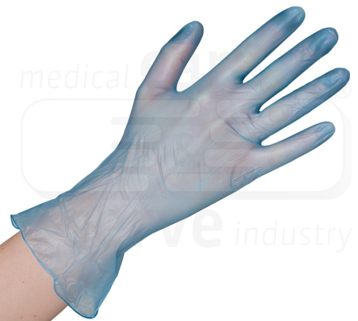 WIROS-Hand-Schutz, Einweg-Vinyl Handschuhe, puderfrei, Spenderbox, blau, Pkg á 100 Stück, VE = 10 Pkg.