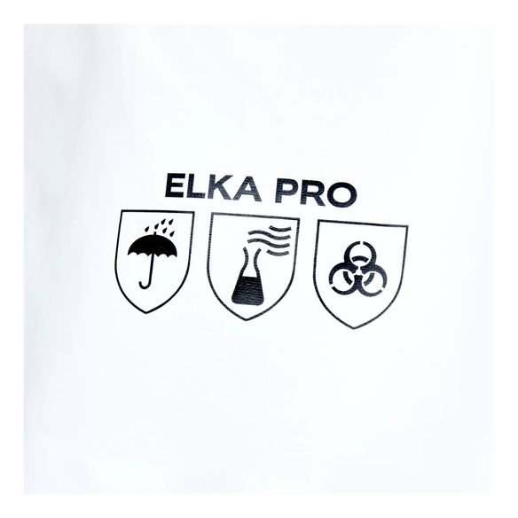ELKA-Workwear, Rainwear-Wetter-Schutz, PU-Workwear, Regen-Latzhose, Cleaning mit Knietasche für Polster, weiß