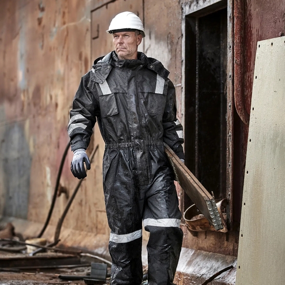 ELKA-Workwear, Rainwear-Wetter-Schutz, Thermo-Regen-Overall, Regen-Thermoanzug, Working Xtreme, grau/schwarz