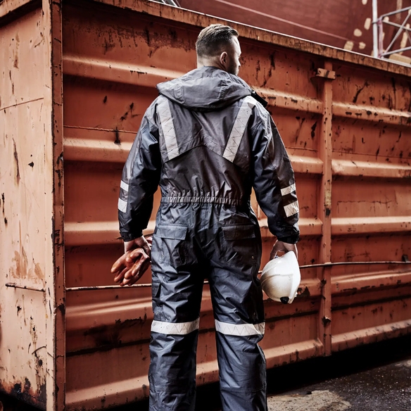 ELKA-Workwear, Rainwear-Wetter-Schutz, Thermo-Regen-Overall, Regen-Thermoanzug, Working Xtreme, grau/schwarz