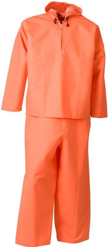 ELKA-Workwear, Rainwear-Wetter-Schutz, Regen-SchlupFELDTMANN-Workwear, Jacke mit Latzhose, Regenset, PVC LIGHT, 320g/m, orange