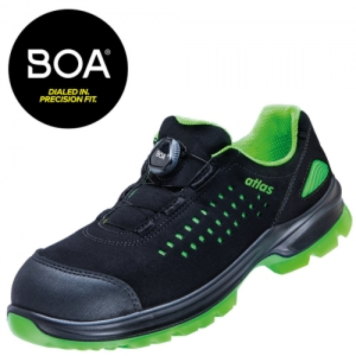 ATLAS-S1P-Sicherheitshalbschuhe, SL 9205 XP Boa, ESD, schwarz/grün
