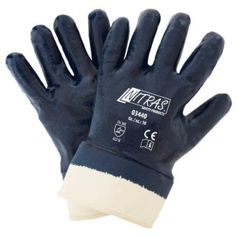 NITRAS Nitrilhandschuhe, naturfarben, Nitril-Beschichtung, 3/4-beschichtet, blau, VE = 12 Paar