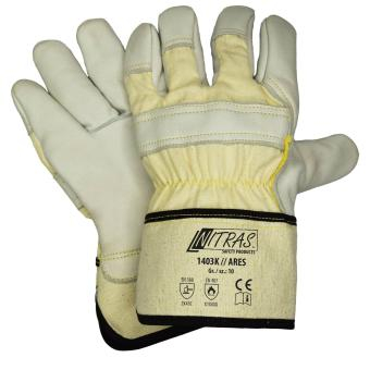 NITRAS ARES, Schnittschutzhandschuhe, naturfarbener Baumwollrücken