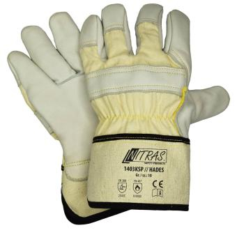 NITRAS HADES, Schnittschutzhandschuhe, naturfarbener Baumwollrücken, VE = 12 Paar