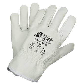 NITRAS DRIVER, Rindvolllederhandschuhe, grau, EN 388, EN 407, VE = 12 Paar