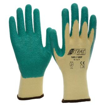 NITRAS GRIP, Latexhandschuhe, Polyester, gelb, Latex-Beschichtung, grün, VE = 12 Paar