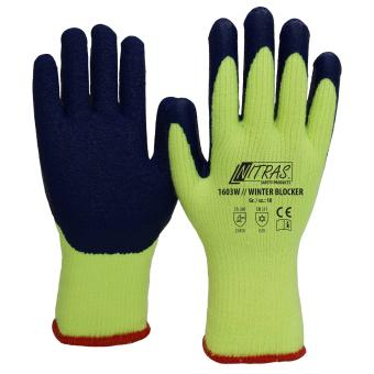 NITRAS WINTER BLOCKER, nahtlose Terry-Schlingenhandschuhe, neongelb, VE = 12 Paar