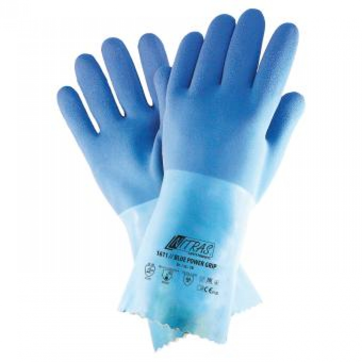 NITRAS BLUE POWER GRIP, Chemikalienschutzhandschuhe, Latex, blau, VE = 12 Paar