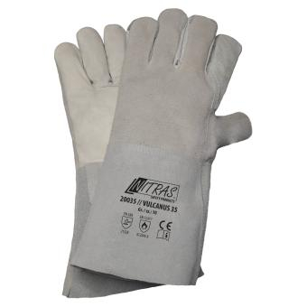 NITRAS VULCANUS 35, 5-Finger-Schweißerhandschuhe, Voll- und Spaltleder kombi, grau, VE = 12 Paar