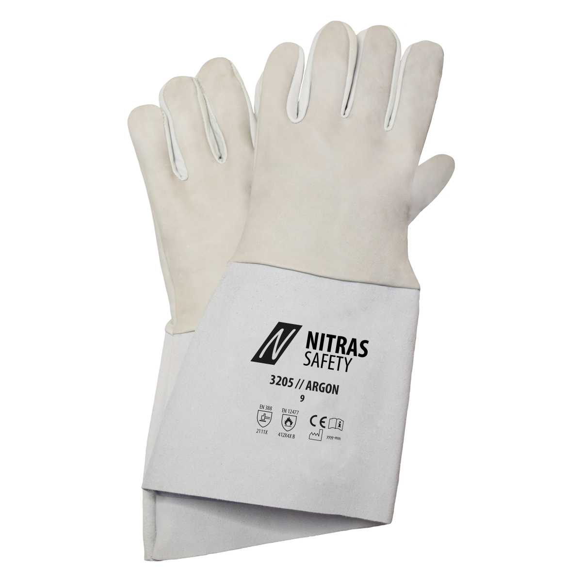 NITRAS ARGON, Schweißerhandschuhe, grau, VE = 10 Paar