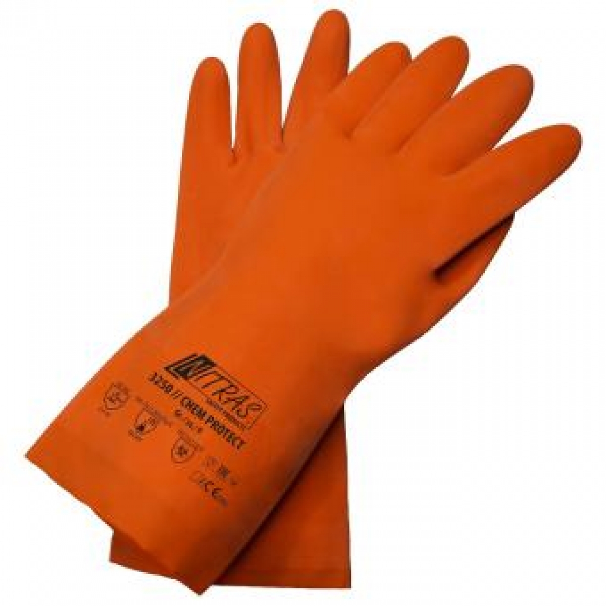 NITRAS CHEM PROTECT, Chemikalienschutzhandschuhe, Latex, orange, VE = 12 Paar
