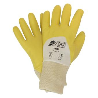 NITRAS Premium-Nitrilhandschuhe, wei, gebleicht, Nitril-Beschichtung, 3/4, gelb, VE = 12 Paar