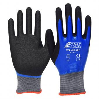 NITRAS OIL GRIP, Nylonhandschuhe, grau / blau, VE = 12 Paar
