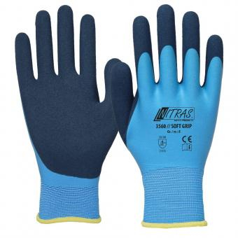 NITRAS SOFT GRIP, Polyesterhandschuhe, hellblau, VE = 12 Paar