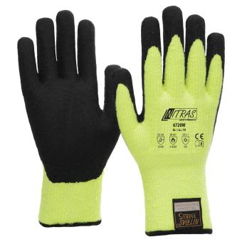 NITRAS TAEKI WINTER CUT, Schnittschutzhandschuhe, nahtloses Schlingengewebe, neongelb, VE = 12 Paar