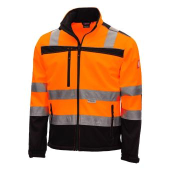 NITRAS MOTION TEX VIZ, Warnschutz-Softshelljacke, neonorange / schwarz