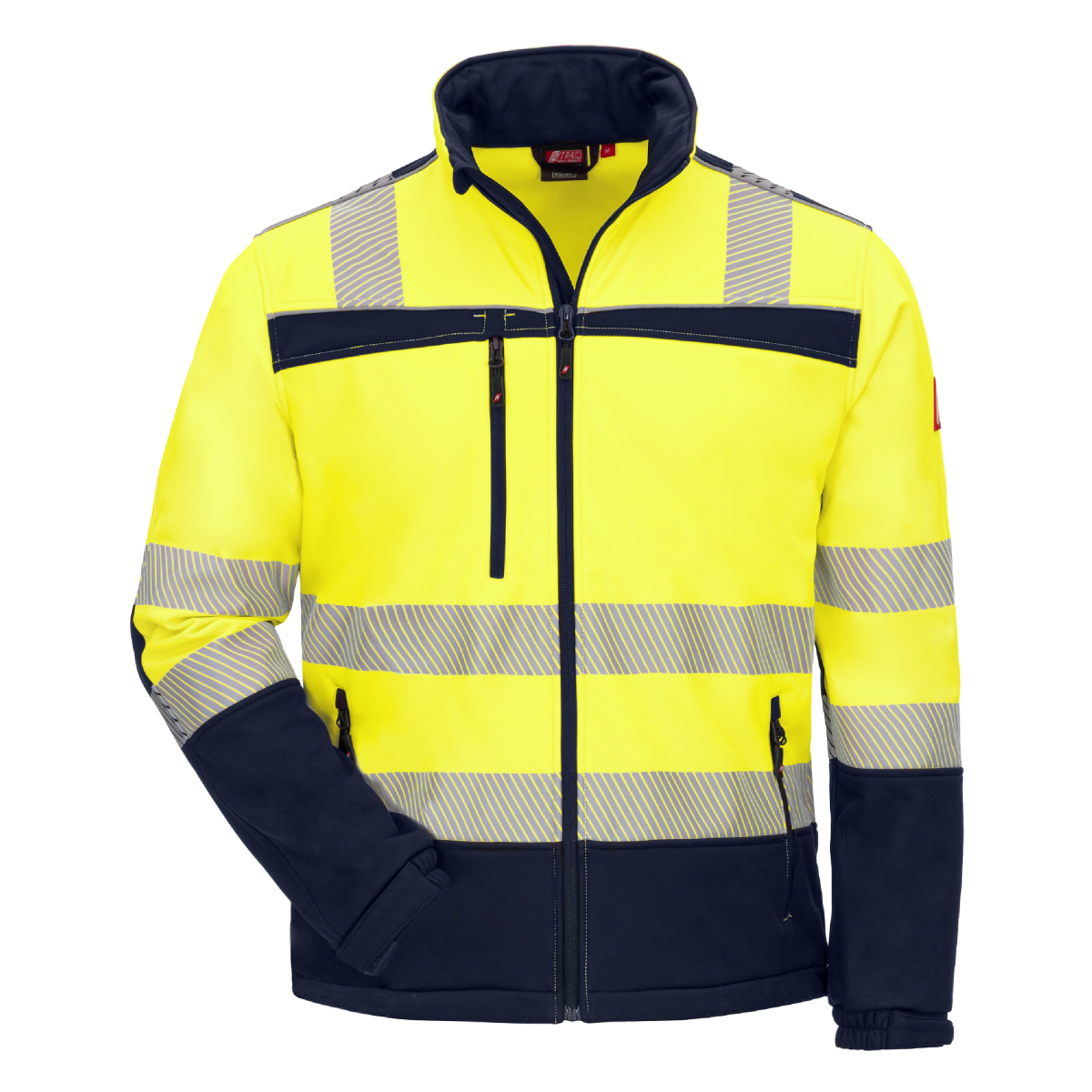 NITRAS-Warnschutz-Softshelljacke MOTION TEX VIZ, 310 g/m², Farbe: neongelb/marineblau