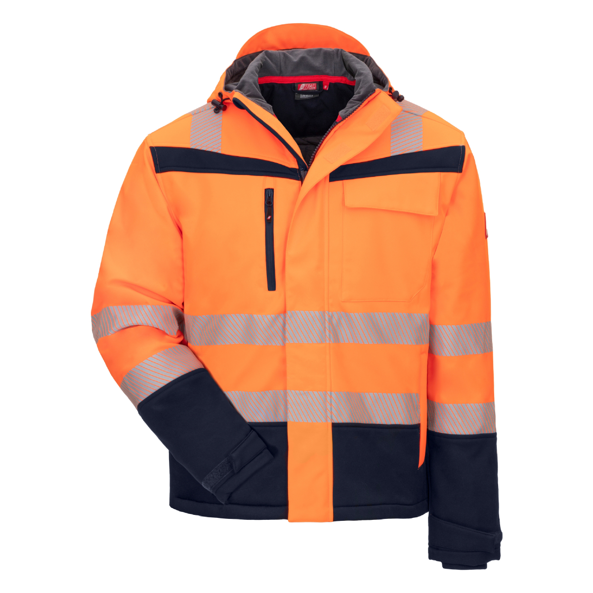 NITRAS-Winter-Warnschutz-Softshelljacke MOTION TEX VIZ, 340 g/m², Farbe: neonorange/marineblau