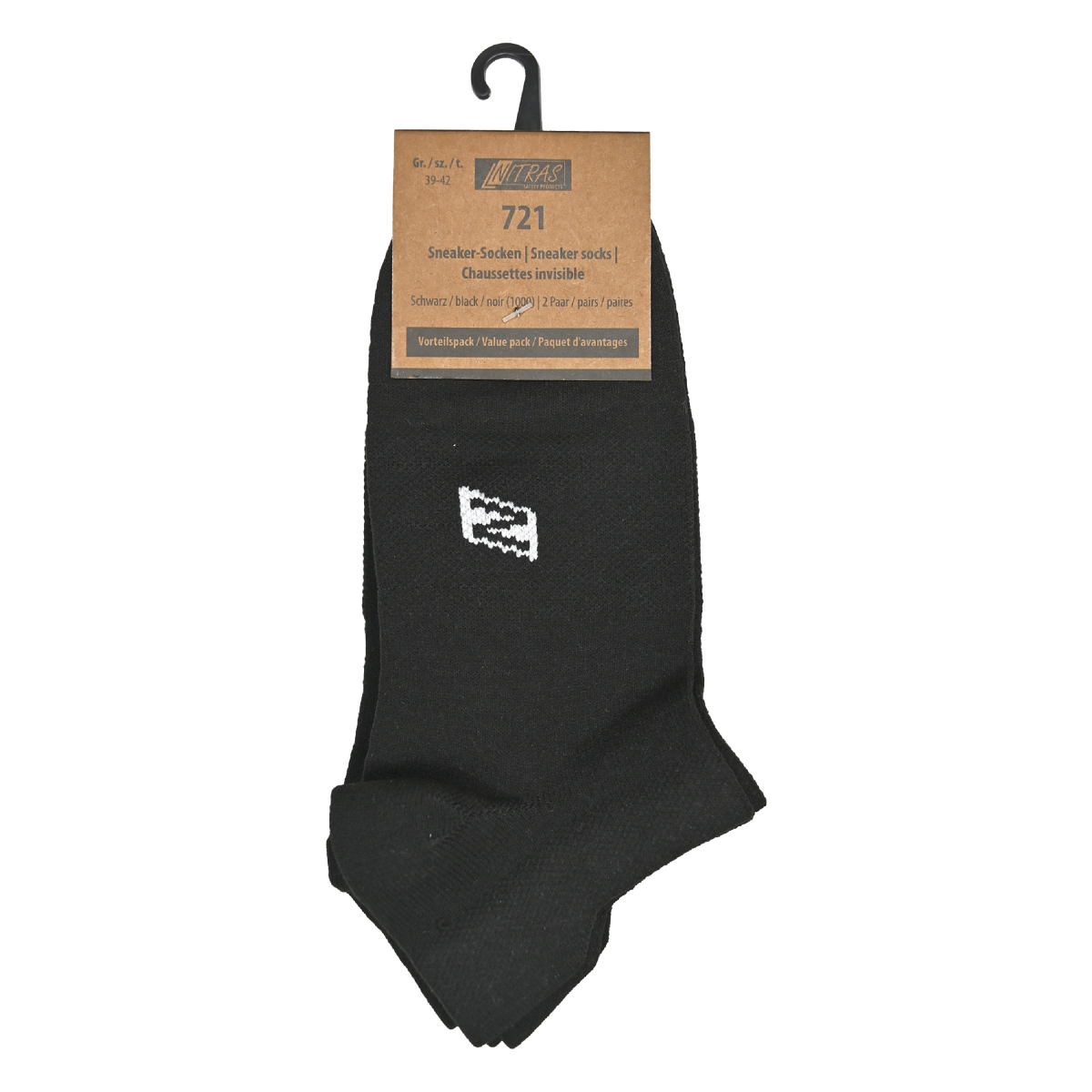 NITRAS Sneaker-Socken, anatomische Links-Rechts-Passform, gerippter Bund, Farbe: schwarz
