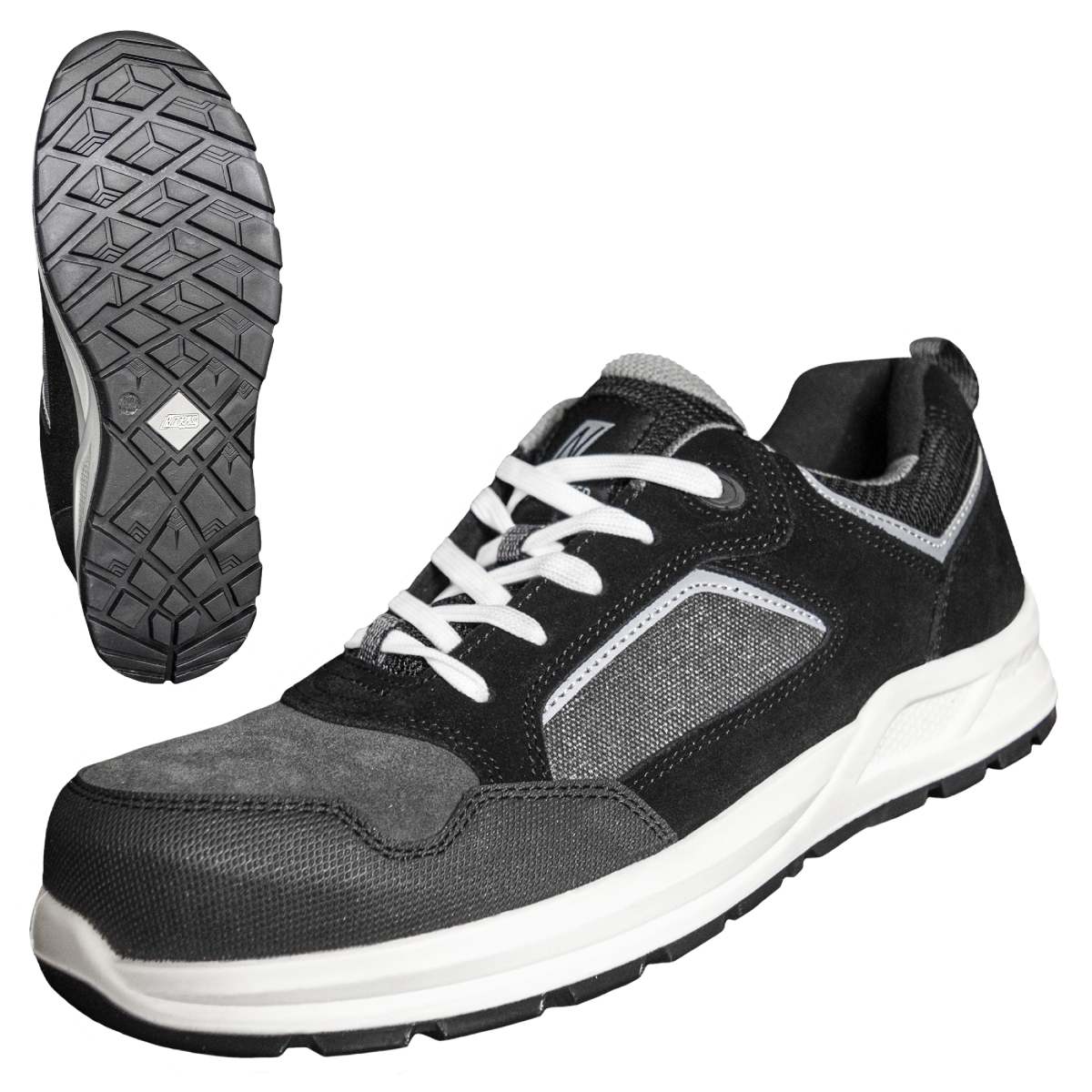NITRAS CLASSIC STEP , S1P Sicherheitshalbschuhe, grau/schwarz, EN ISO 20345, DGUV Regel 112-191
