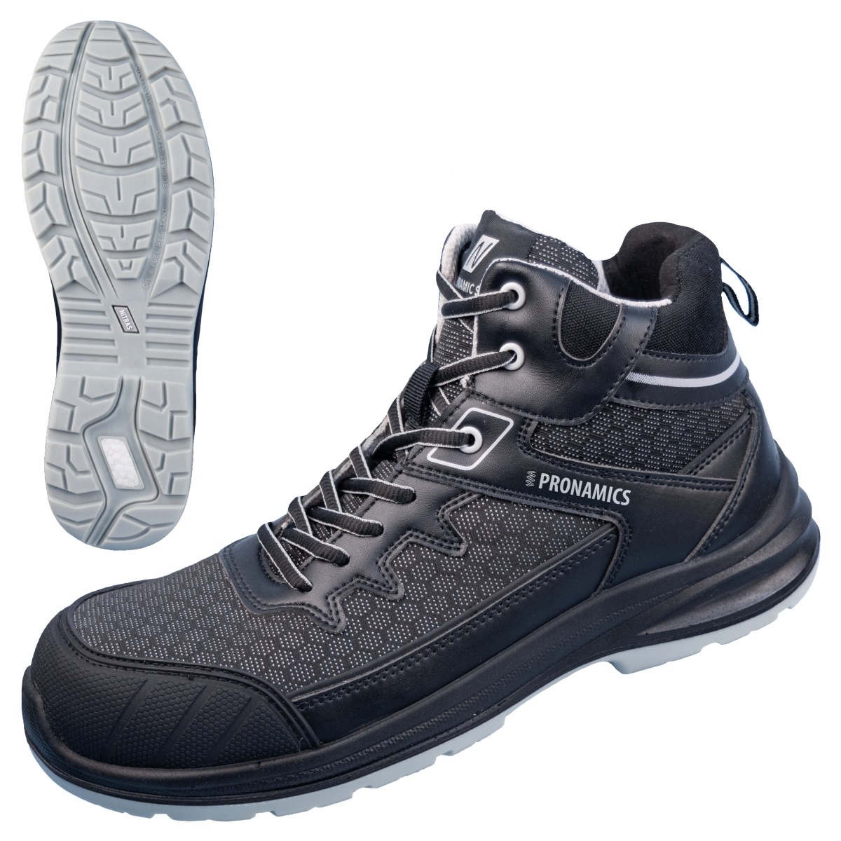 NITRAS DYNAMIC STEP MID, Sicherheitsstiefel, Schwarz / Grau