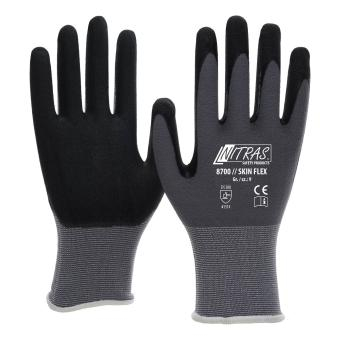 NITRAS SKIN FLEX, Strickhandschuhe, Spezial-Stretch-Strick, grau, Spezialbeschichtung, schwarz, VE = 12 Paar