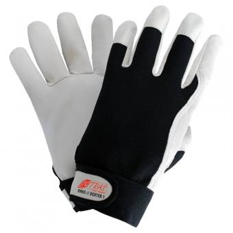 NITRAS DEXTER 1, Mechanikerhandschuhe, geschmeidiges und strapazierfähiges Nappaleder, grau, VE = 12 Paar