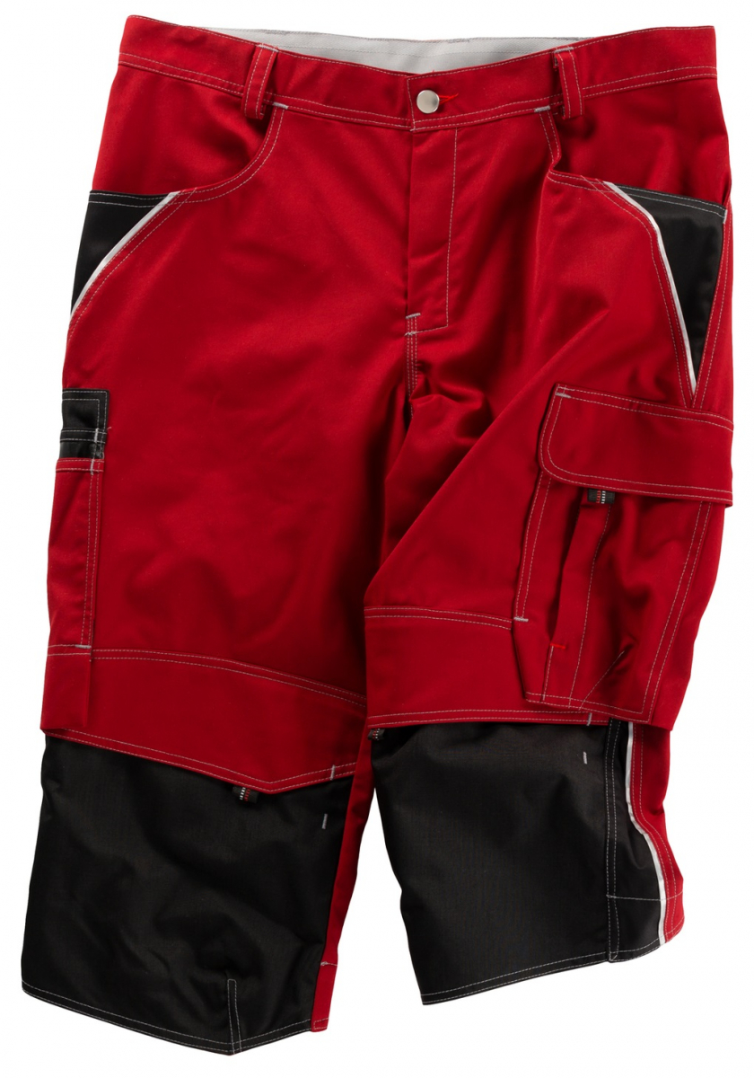 BEB-Workwear, Herren-Arbeits-Berufs-Shorts, Piratenhose, Inflame fire engine red/schwarz