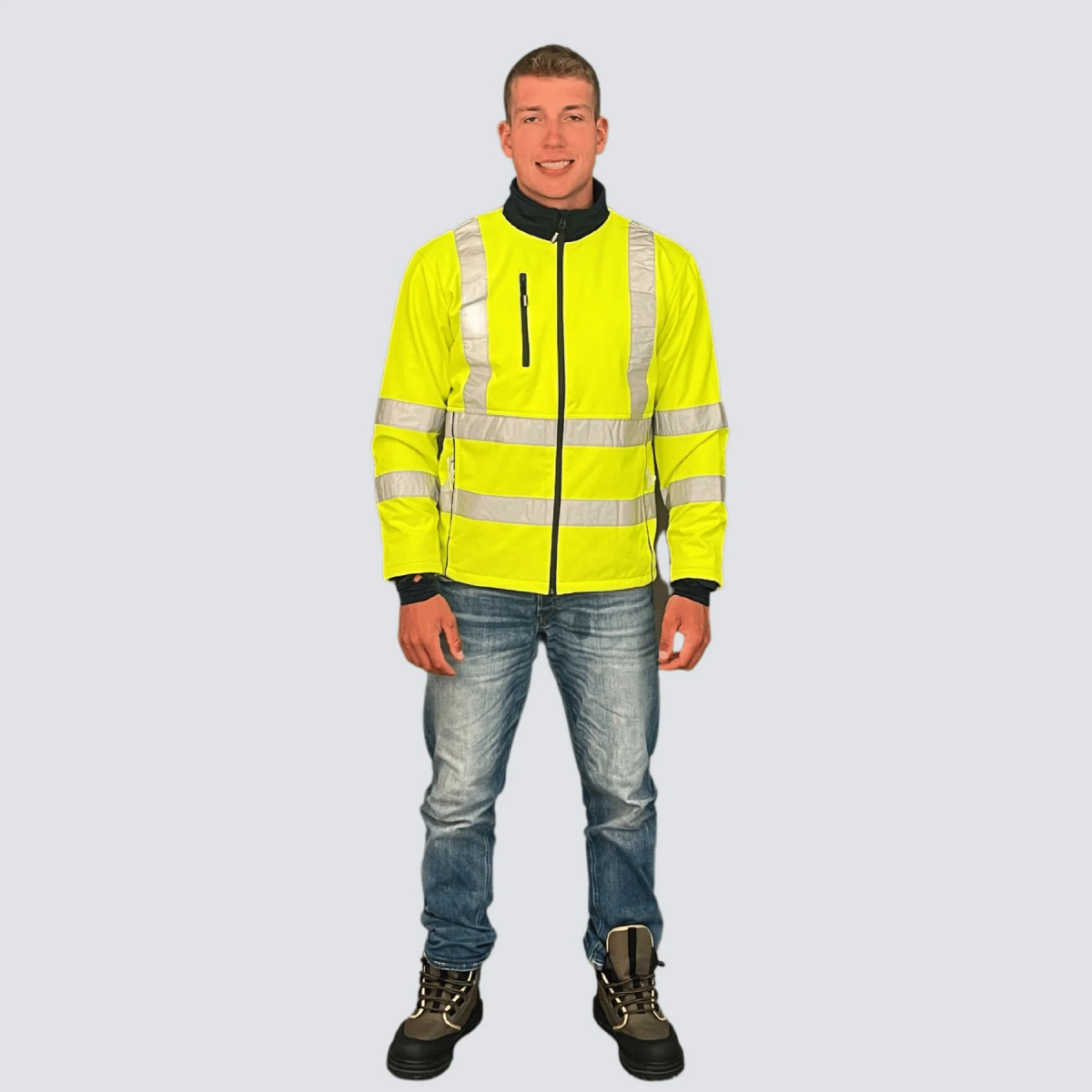 OCEAN-Softshell-High-Vis-Jacke, 300 g/m, neongelb/marine