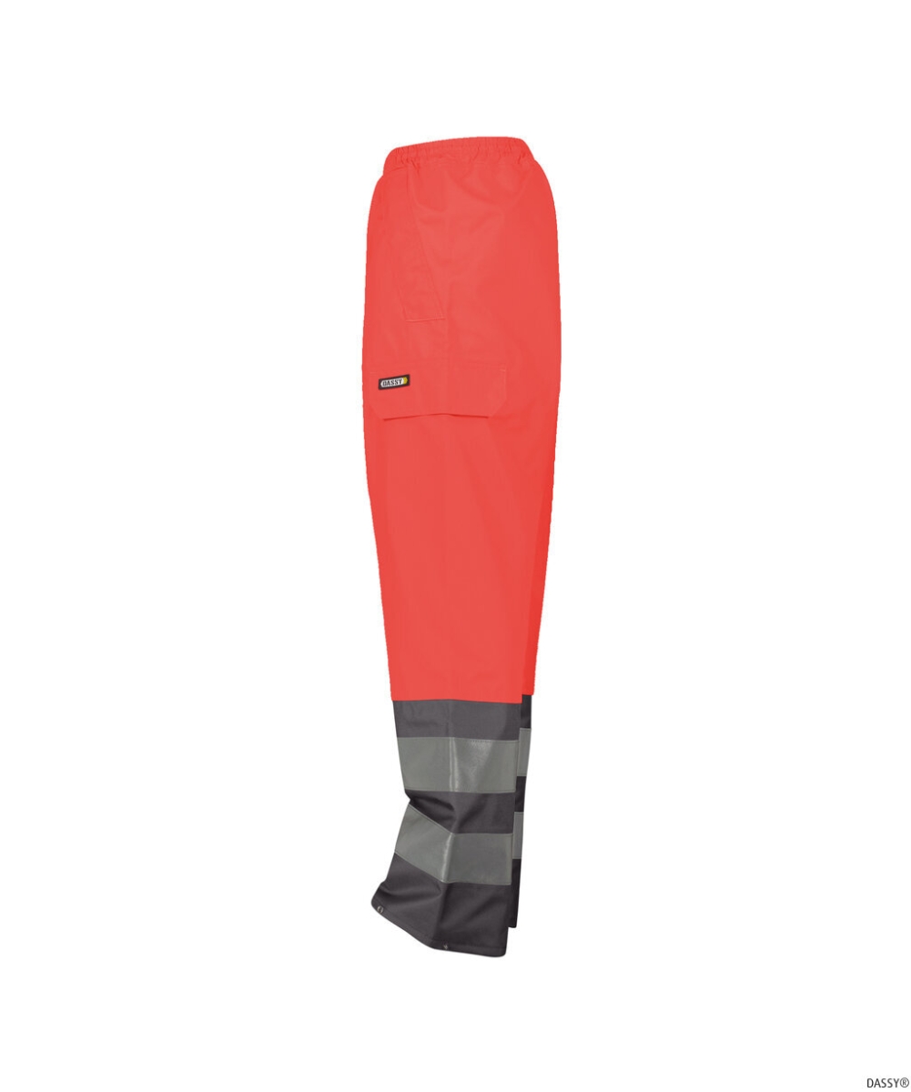 DASSY-Warnschutz, Regen-Bundhose SOLA, rot/grau