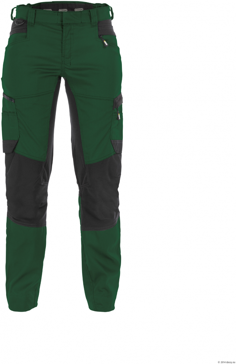 DASSY-Damen-Bundhose mit Stretch HELIX, flaschengrün/schwarz