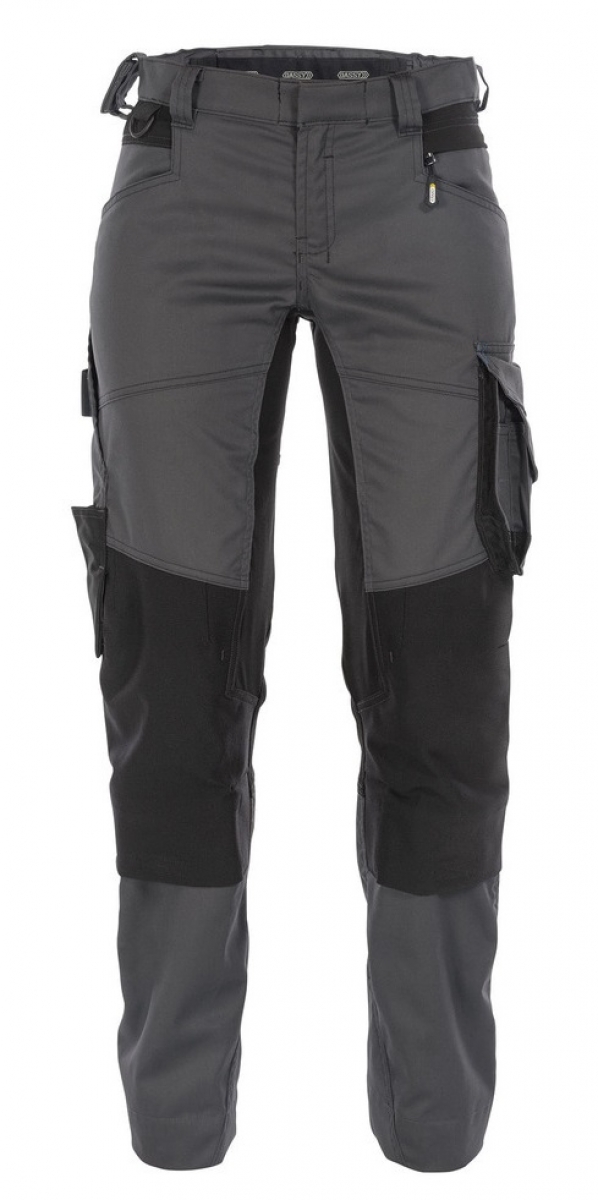 DASSY-Workwear, Damen-Bundhose mit Stretch und Kniepolstertaschen "DYNAX", grau/schwarz