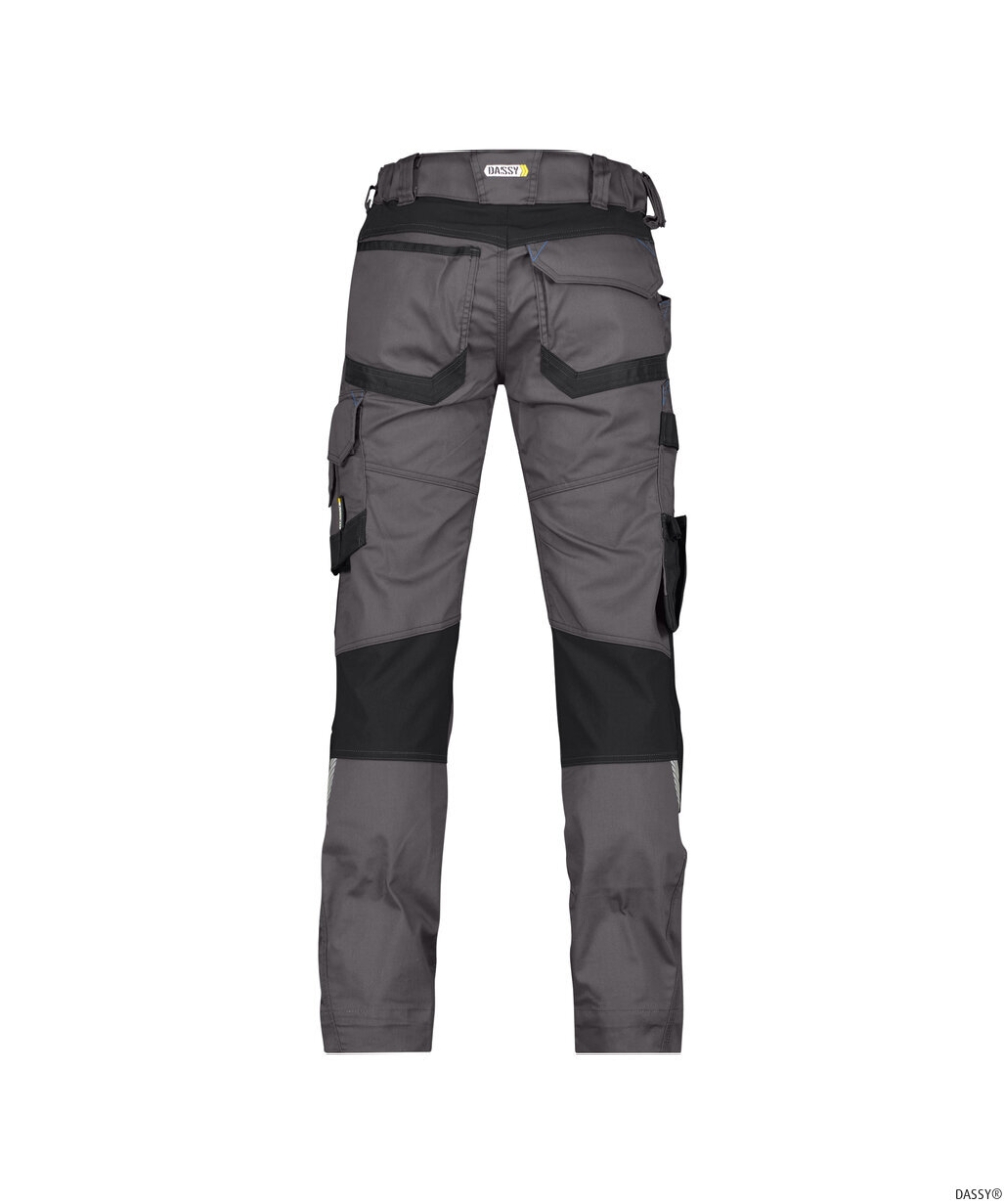 DASSY-Workwear, Damen-Bundhose mit Stretch und Kniepolstertaschen DYNAX, grau/schwarz