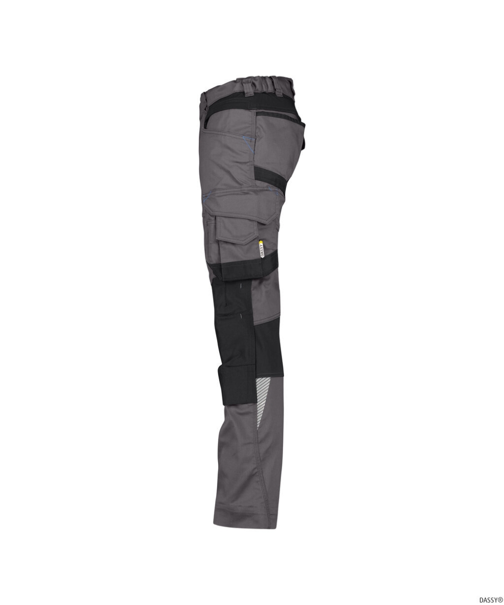 DASSY-Workwear, Damen-Bundhose mit Stretch und Kniepolstertaschen DYNAX, grau/schwarz