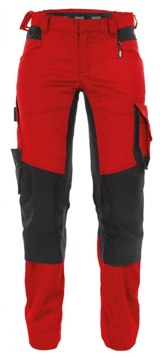 DASSY-Workwear, Damen-Bundhose mit Stretch und Kniepolstertaschen "DYNAX", rot/schwarz