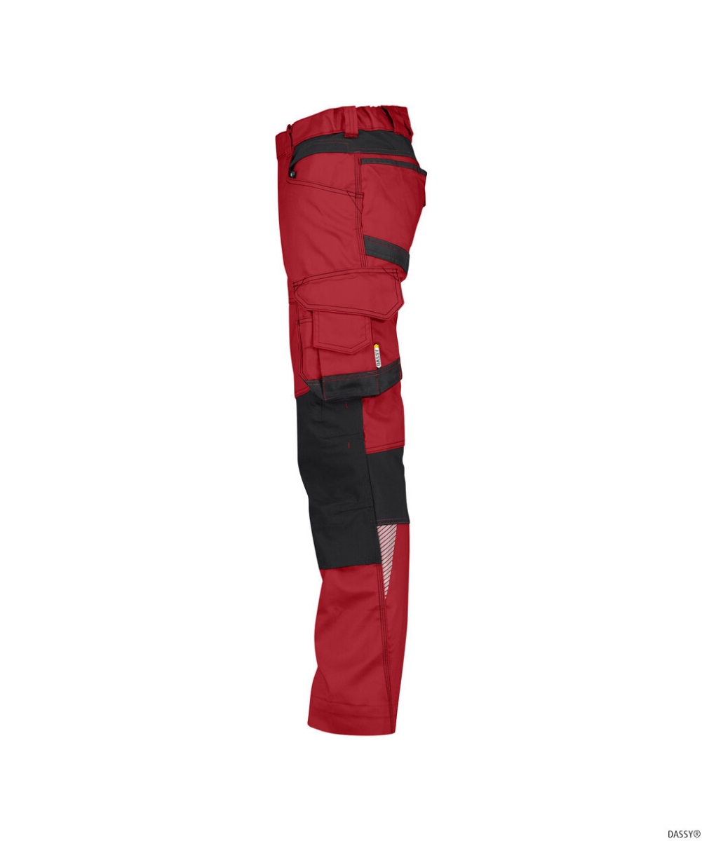 DASSY-Workwear, Damen-Bundhose mit Stretch und Kniepolstertaschen DYNAX, rot/schwarz