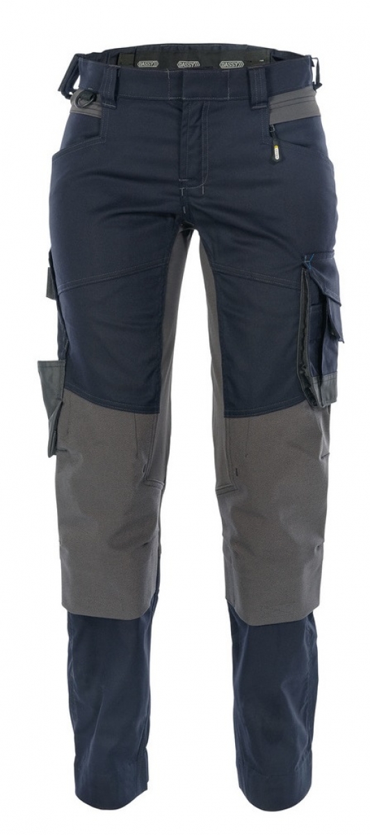 DASSY-Workwear, Damen-Bundhose mit Stretch und Kniepolstertaschen "DYNAX", blau/grau
