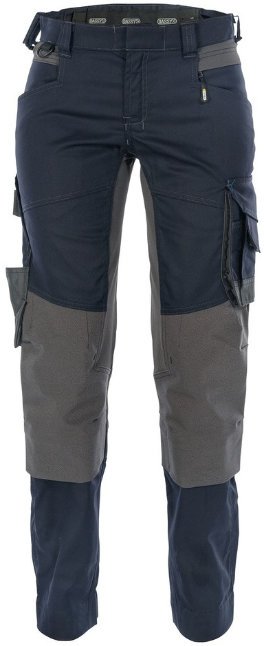 DASSY-Workwear, Damen-Bundhose mit Stretch und Kniepolstertaschen "DYNAX", blau/grau