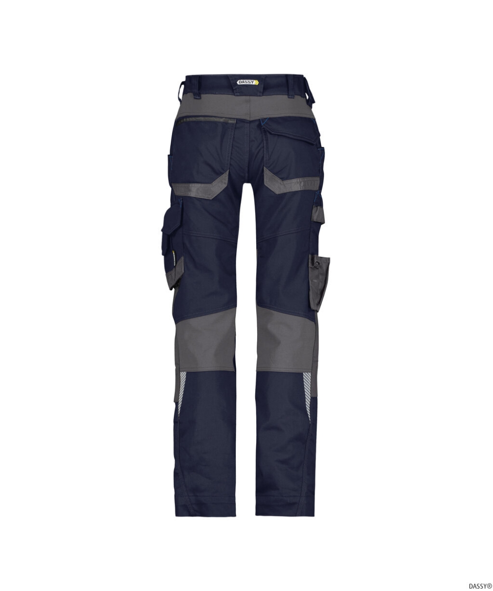 DASSY-Workwear, Damen-Bundhose mit Stretch und Kniepolstertaschen DYNAX, blau/grau