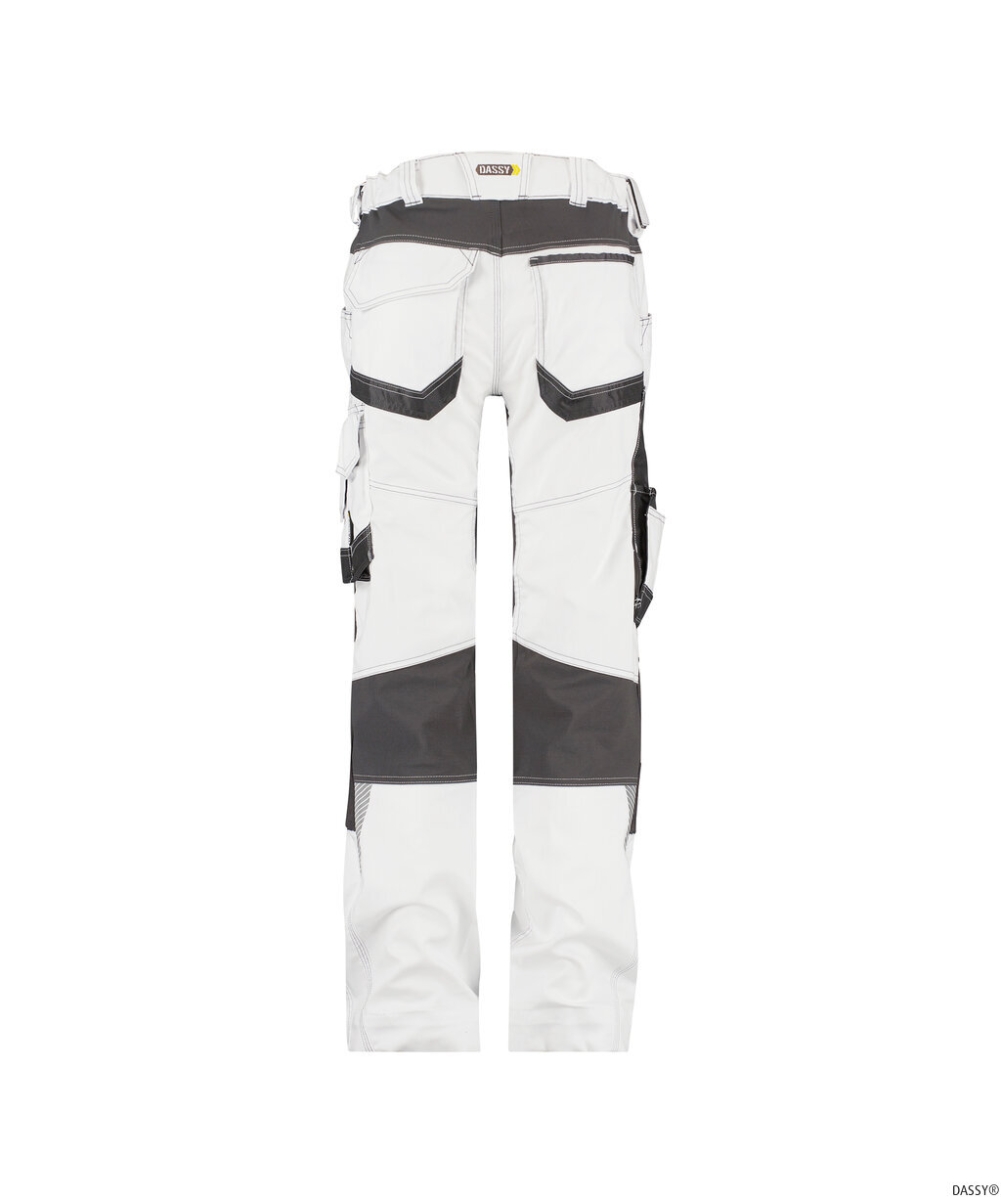 DASSY-Workwear, Damen-Malerbundhose mit Stretch und Kniepolstertaschen DYNAX PAINTERS, weiß/grau