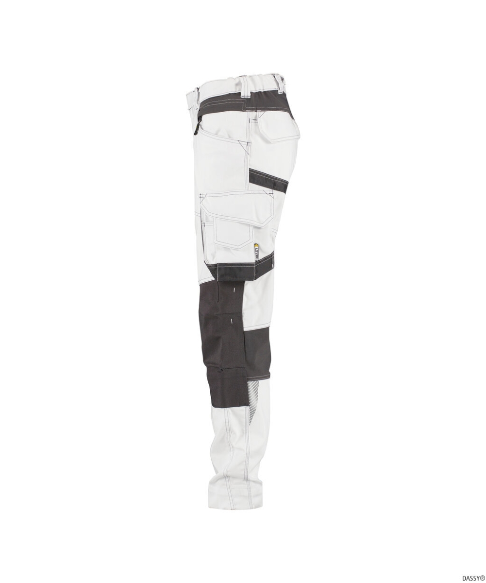 DASSY-Workwear, Damen-Malerbundhose mit Stretch und Kniepolstertaschen DYNAX PAINTERS, weiß/grau