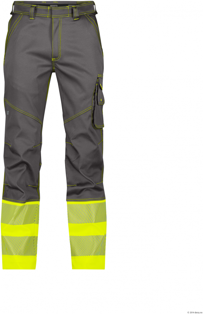 DASSY-Stretch-Warnschutzbundhose PRINCETON, zementgrau/neongelb
