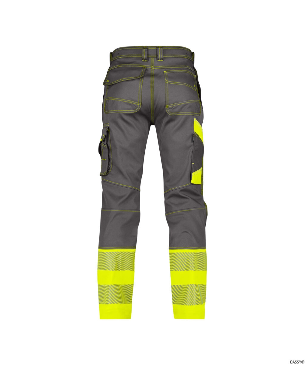 DASSY-Stretch-Warnschutzbundhose PRINCETON, zementgrau/neongelb